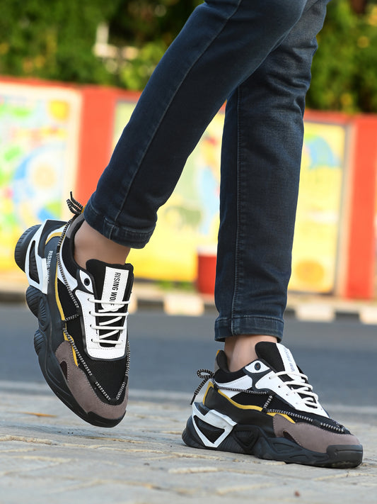 Rising WOLVES Black Flexible Leather Shoes